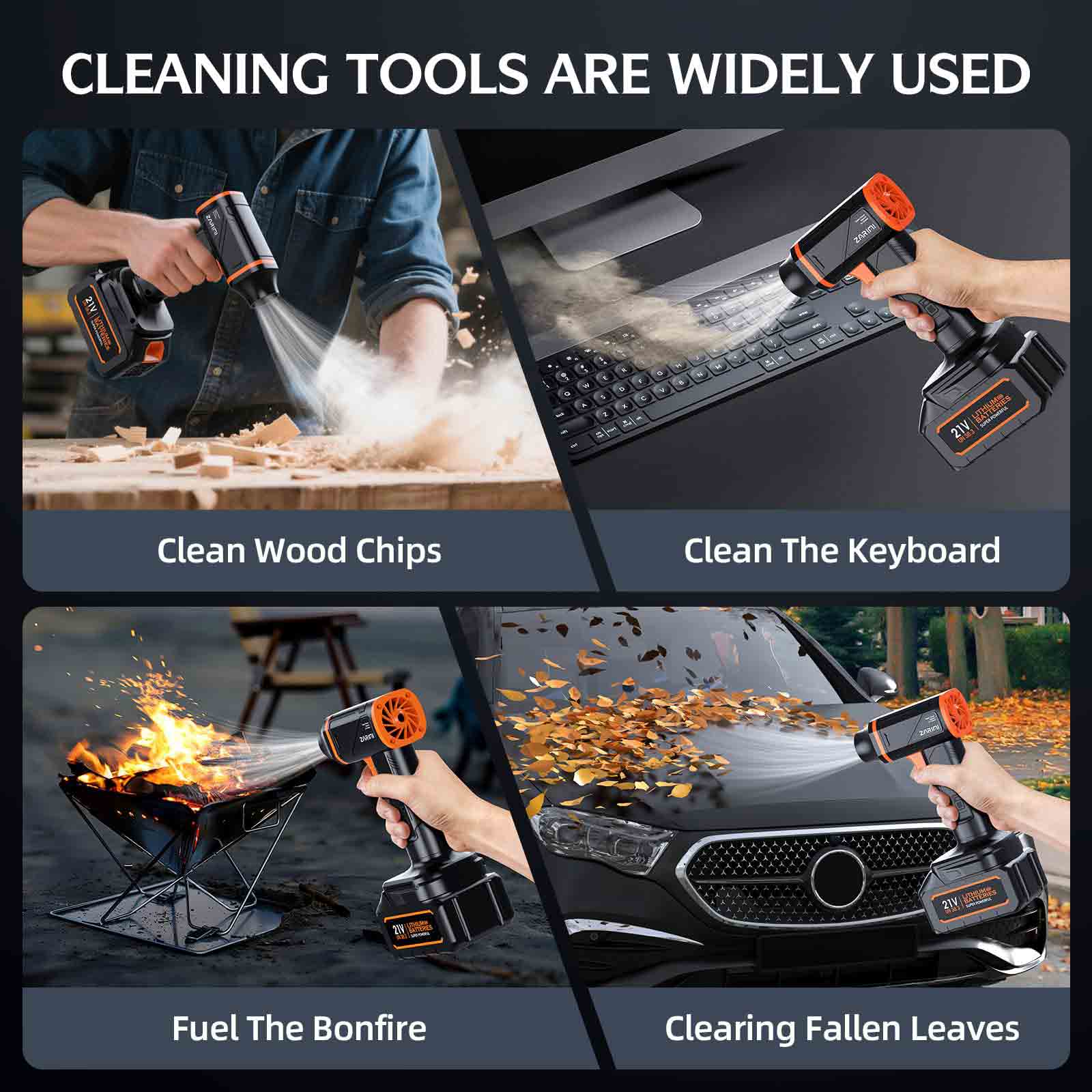 Electric Compressed Air Duster - 1000,000 RPM Rechargeable Cordless Air Blower with Brushless Motor - 2 Batteries & Charger - Replaces Canned Air - for Outdoor, Cars, Computer, Keyboards Cleaning