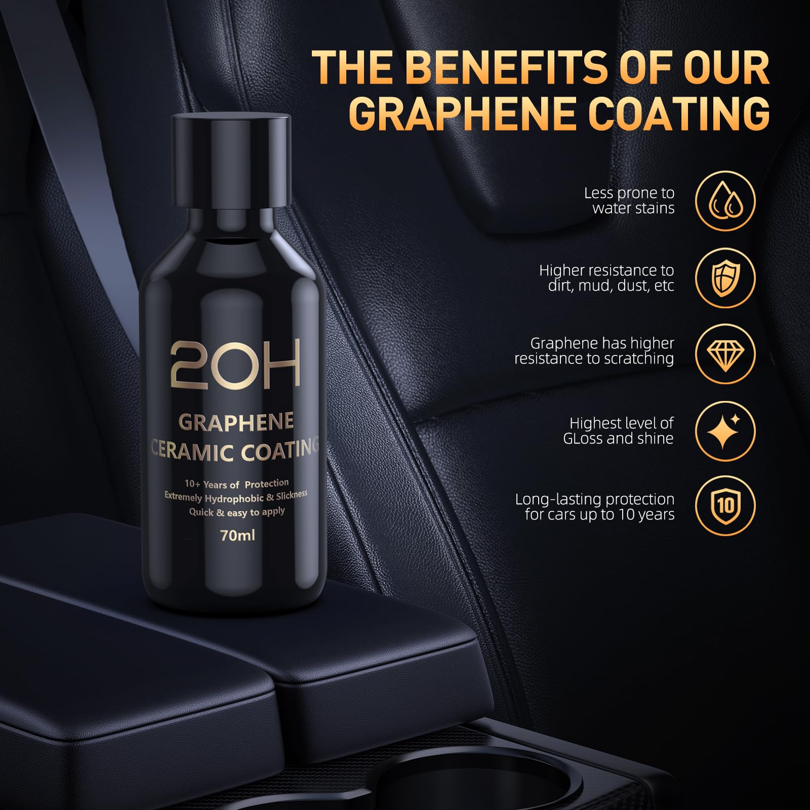 20H Advanced Graphene Ceramic Coating for Cars (70ml) - Car Detailing Kit