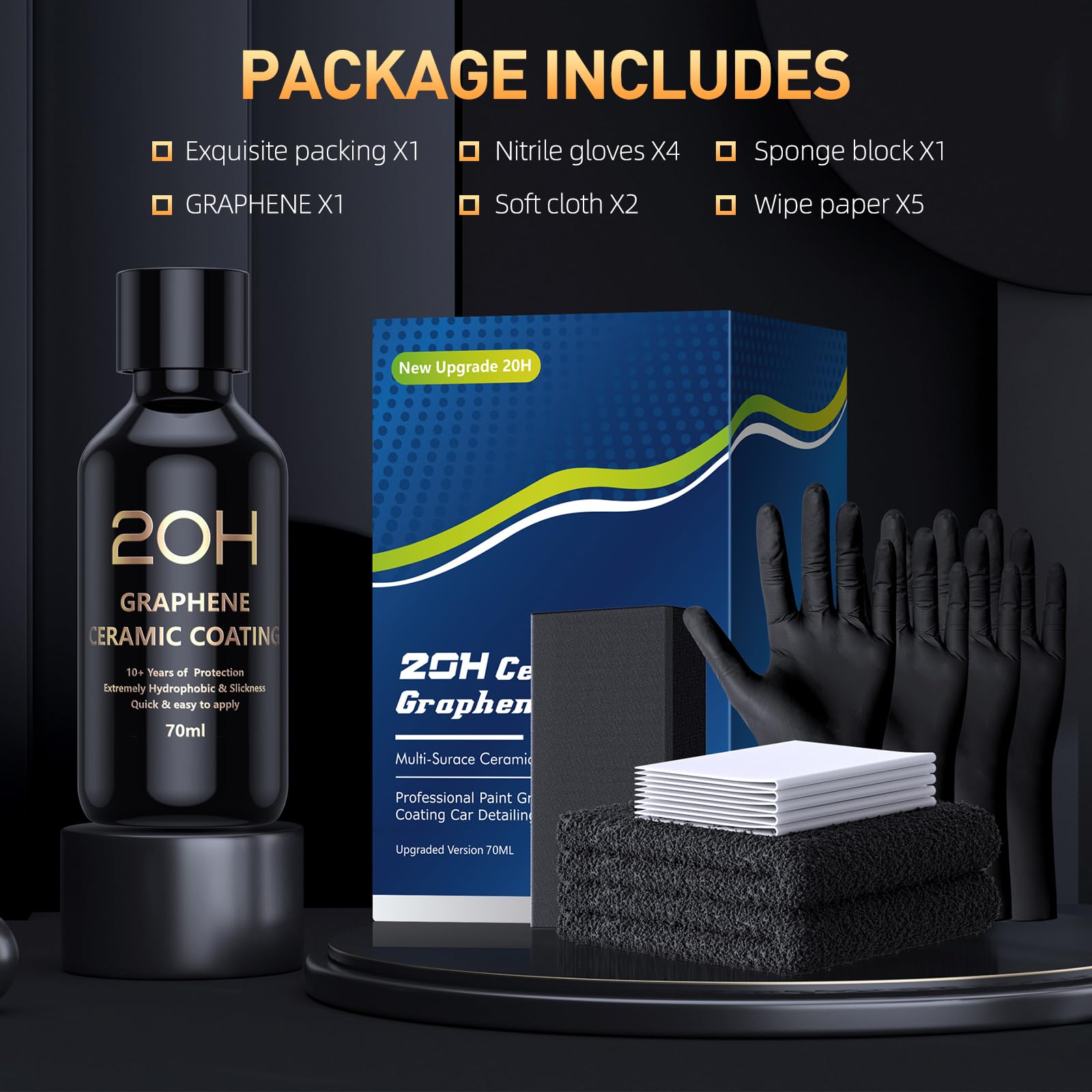 20H Advanced Graphene Ceramic Coating for Cars (70ml) - Car Detailing Kit